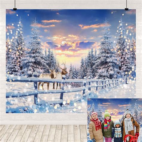 10x8ft Winter Snow Forest Backdrop Wonderland Snowscape