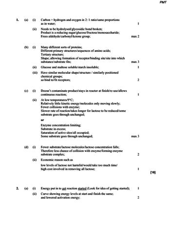 Aqa A Level Biology Enzymes Exam Question Bank Teaching Resources