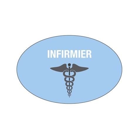 Badge Infirmier Fond Bleu Caducée Blanc