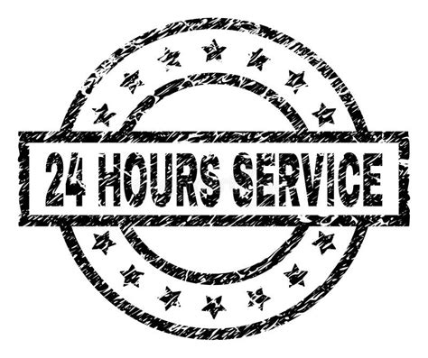 Scratched Textured 24 Hours Service Stamp Seal Stock Vector