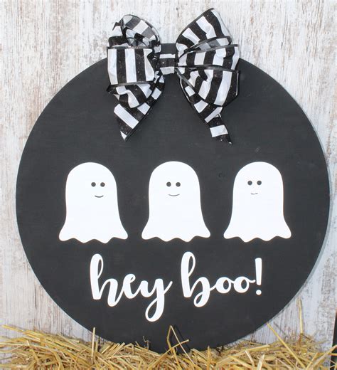 Front Door Sign Hey BOO Door Hanger Fall Decor Home Etsy