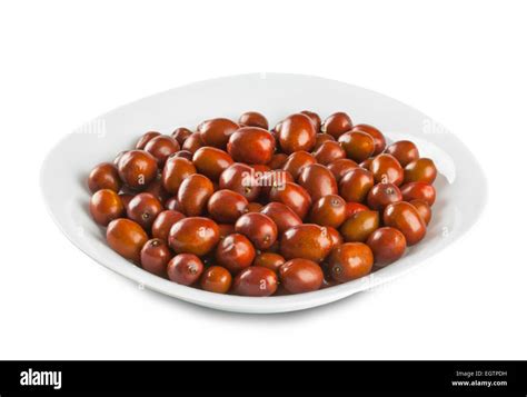 Plate Of Jujube Isolated On White Background Stock Photo Alamy