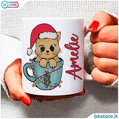 Tazza Regalo Di Natale Per Bambine Personalizzata Con Unicorno E Nome