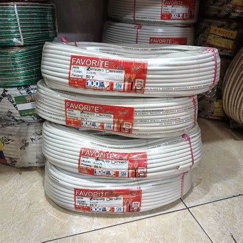 Jual KABEL NYM HYO 2X0 75 KABEL LISTRIK NYM HYO 2X0 75 50Yard SNI