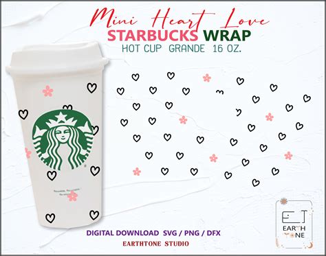 Heart Flower Love Hearts Starbucks Svg Valentine Full Wrap Svg For Starbucks Grande Hot Cup