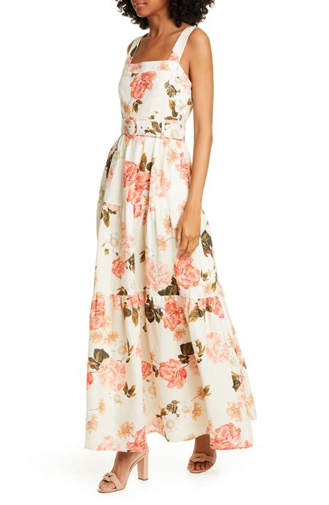 Nicholas Floral Print Linen Maxi Dress Lyst