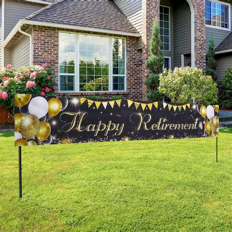 Hequ Happy Retirement Banner 300x50cm Happy Retirement Backdrop Banner