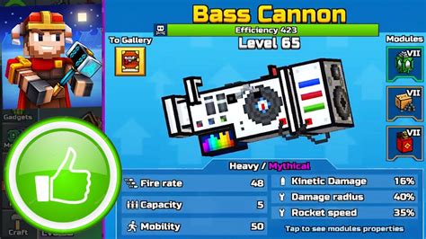 Pixel Gun 3d Bass Cannon Mythical Lvl 65 Max Upgrade Youtube