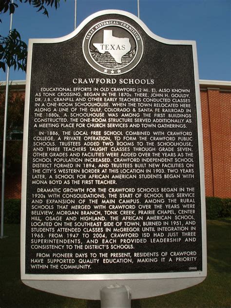 Crawford Schools - TEXAS HISTORICAL MARKERS