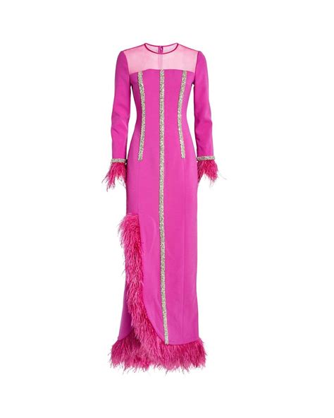 Huishan Zhang Ostrich Feather Adrianna Gown In Pink Lyst