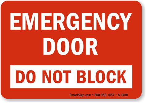 Emergency Door Do Not Block Sign Sku S 1488