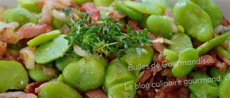 Fèves fraîches aux petits oignons lardons et thym frais Recette feves