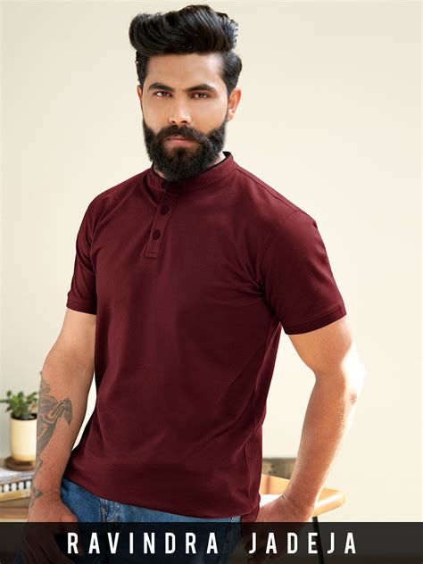 Buy Solids Mandarin Polo Navy Blue Mandarin Polos Online At The Souled