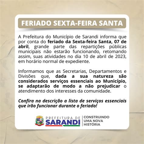 Servi Os Essenciais Recesso Sexta Feira Santa