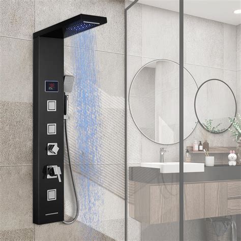 Rovogo Shower Panel Tower System With Led Lights No Battery Needed