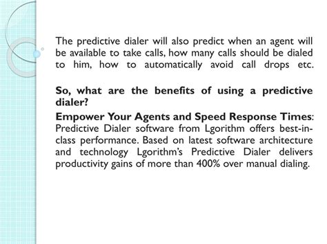 Ppt Benefits Of Using Predictive Dialer Software In Bpo Powerpoint