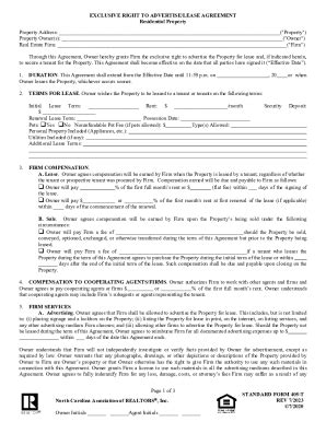 Fillable Online Exclusive Right To Lease Agreement Fax Email Print