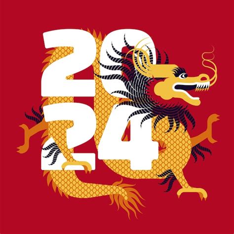 Année Chinoise 2024 Dragon Calendrier Mensuel Carte Postale