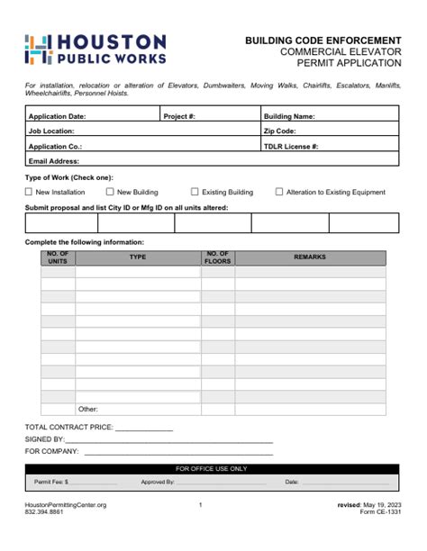 Form Ce 1331 Download Fillable Pdf Or Fill Online Commercial Elevator Permit Application City