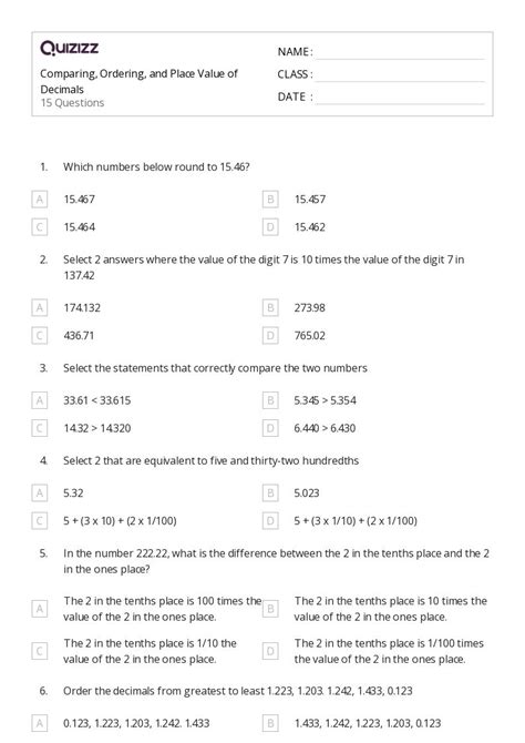 50 Comparing Two Digit Numbers Worksheets On Quizizz Free Printable