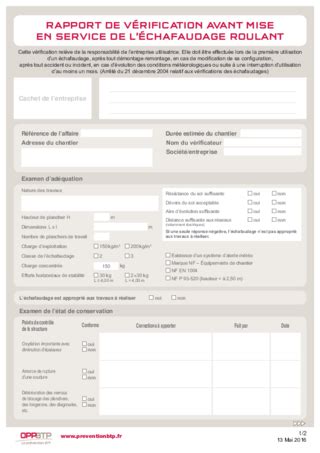 Je V Rifie Mon Chafaudage Roulant Avant Mise En Service Pr Vention Btp