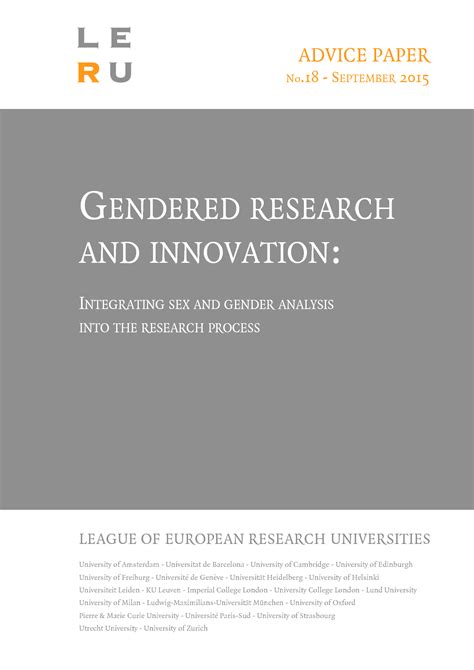 Solution Gendered Research And Innovation Integrating Sex And Gender