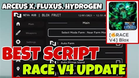 Blox Fruits Script Race V4 Fluxus Hydrogen Arceus X AUTO FARM MINK