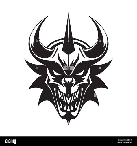 Devil Head Black And White Vector Icon Template For Logo Emblem Or