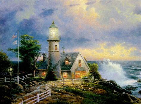 A Light In The Storm Seaside Memories Ii By Thomas Kinkade X