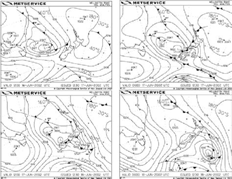 Surface pressure maps from the 17 to 19 June 2002 (Meteorological ...