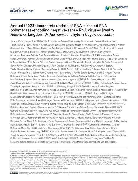 PDF Annual 2023 Taxonomic Update Of RNA Directed RNA Polymerase