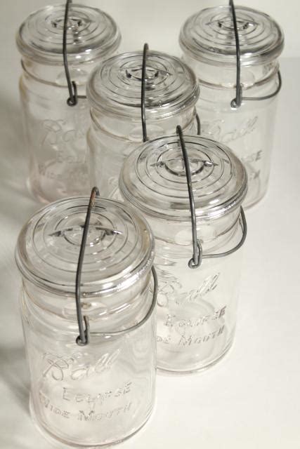 Antique Ball Eclipse Clear Glass Quart Canning Jars Rare Old Wide Mouth