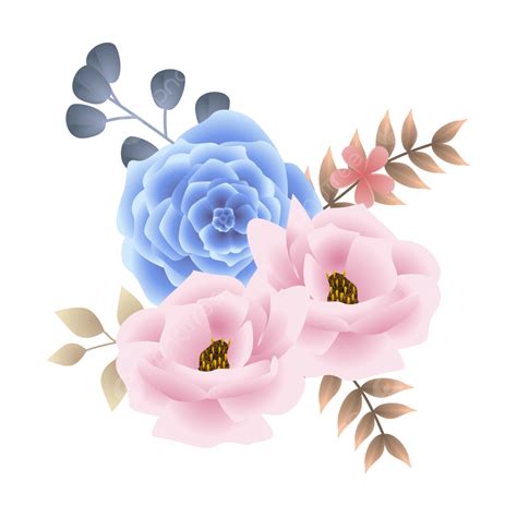 Pink Blue Vector Png Images Ic22827 Vector Pink And Blue Flower Ic22827 Blue Flower Pink