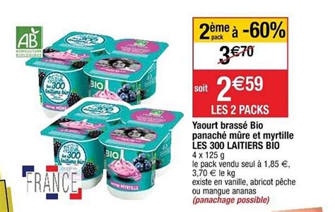 Promo Yaourt Brass Bio Panach M Re Et Myrtille Les Laitiers Bio