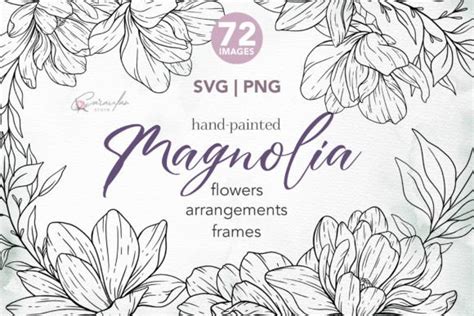 Floral Line Art SVG Magnolia Line Art Graphic By CaraulanStore