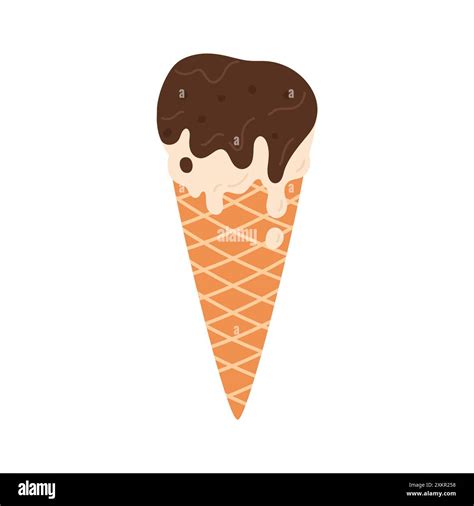 Layers Of Chocolate And Vanilla Ice Cream Melt In Summer Heat Vector