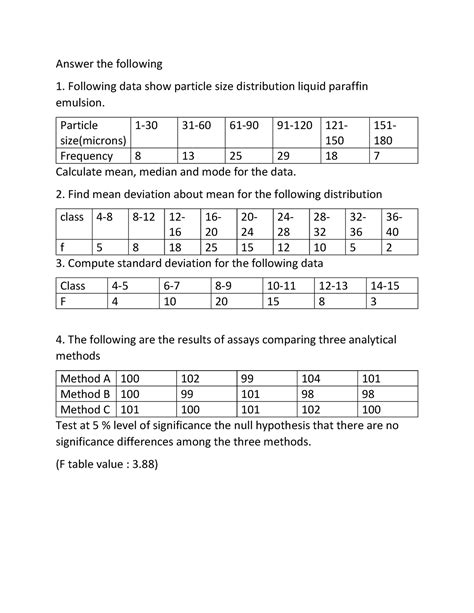 Practice Exampales 1 Answer The Following Following Data Show