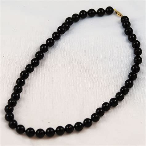 Rare Aa Black Coral Necklace 14kt Gold Clasp 9mm Hand Knotted From