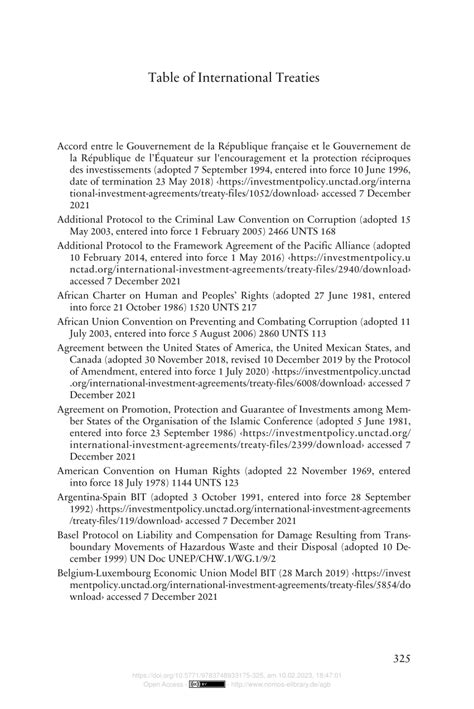 Pdf Table Of International Treaties