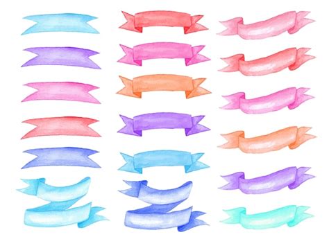 Premium Vector Watercolor Ribbons Set Hand Drawn