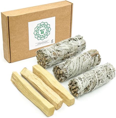 MUT22 3 Sauge Blanche et 3 Palo Santo Sacrés à Brûler Herbes de