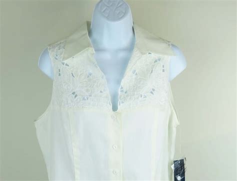 Sleveless White Blouse With Lace By Jones New York  Gem