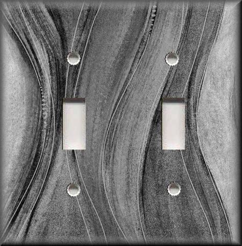 Metal Light Switch Plate Cover Wavy Grey Hues Modern Home Decor Grey