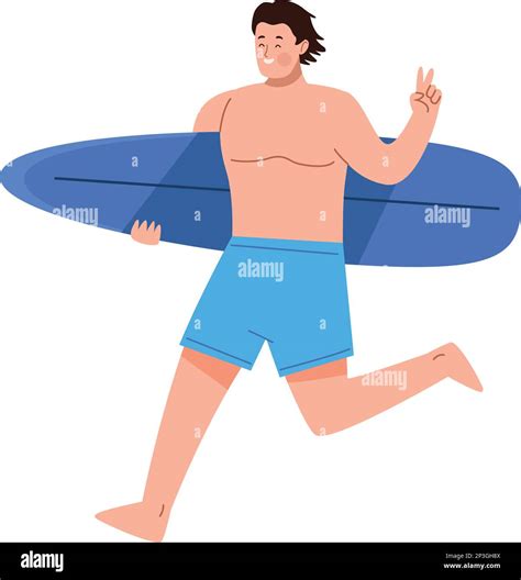 Man Running With Surfboard Stock Vector Image And Art Alamy