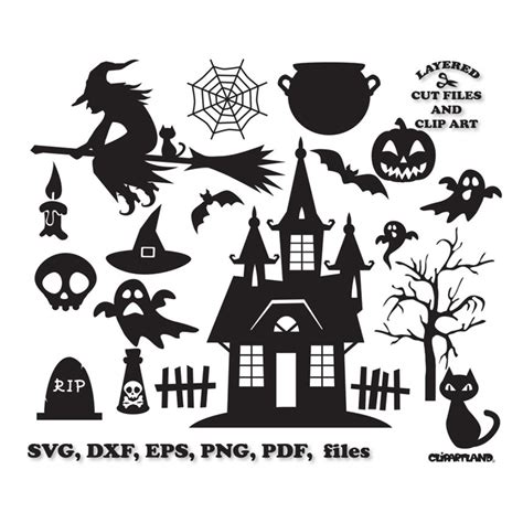 Instant Download Halloween Silhouette Svg Cut Files Ch4 Inspire