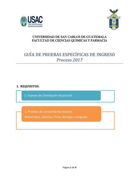 Pdf Gu A De Pruebas Espec F Cas De Ngreso Proceso C Usac Edu