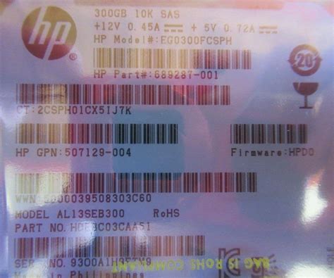 HP EG0300FCSPH 689287-001 300GB 10000RPM SAS HotSwap 64MB 2 5" HDD