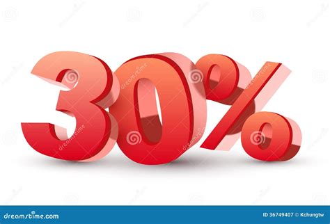 3d Shiny Red Discount Collection 30 Percent Stock Vector