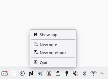 System tray menu | Notesnook Help