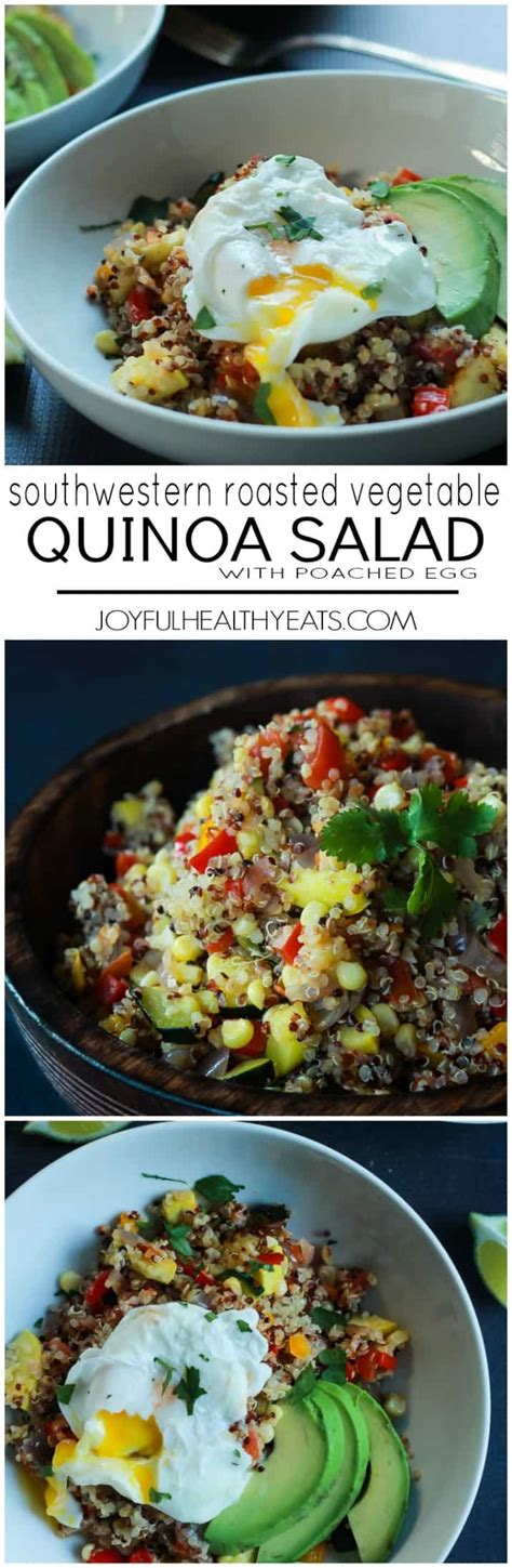 Southwestern Roasted Vegetable Quinoa Salad With Poached Egg